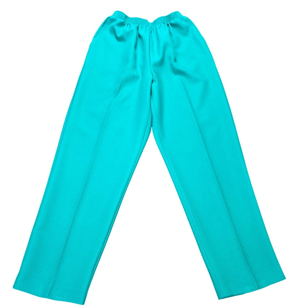 Alfred Dunner Pull On Elastic Waist Pants‎ Women's Size 14 Teal Made in USA